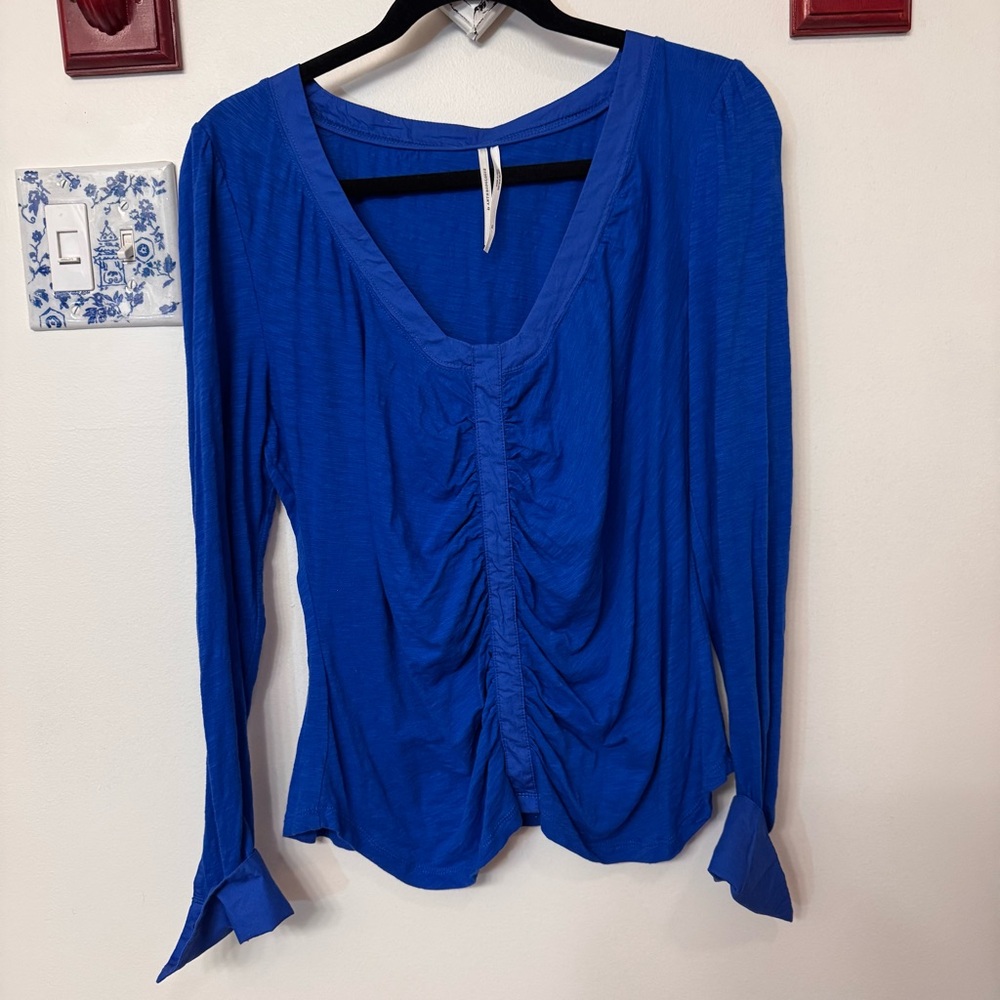 Anthropology shirred button down top